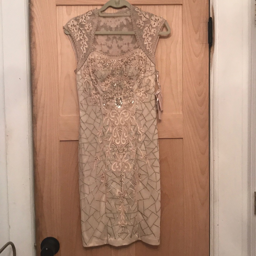 Beautiful beaded cream dress true to size!
